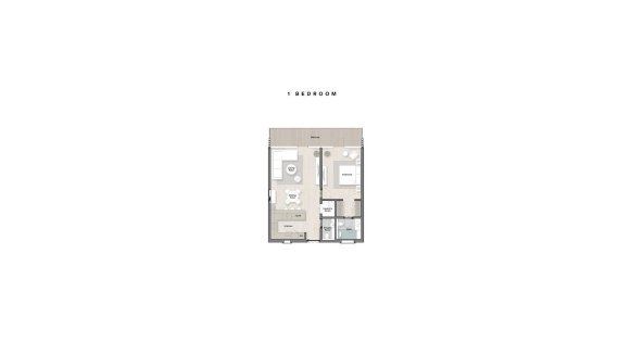 Планировка квартиры 1 спальня в ЖК PORTO PLAYA № 11007 (2D)
