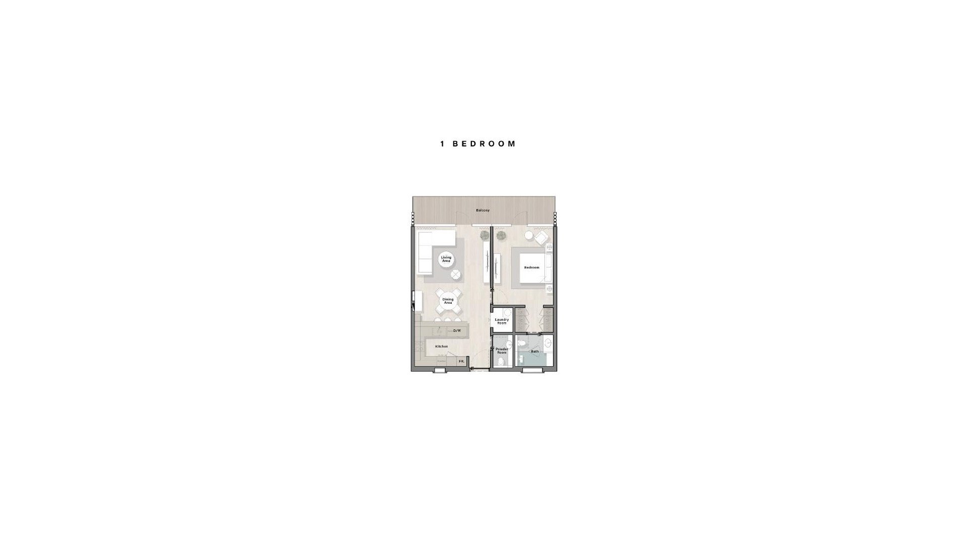 Apartment floor plan, 1 bedroom in PORTO PLAYA No. 11007